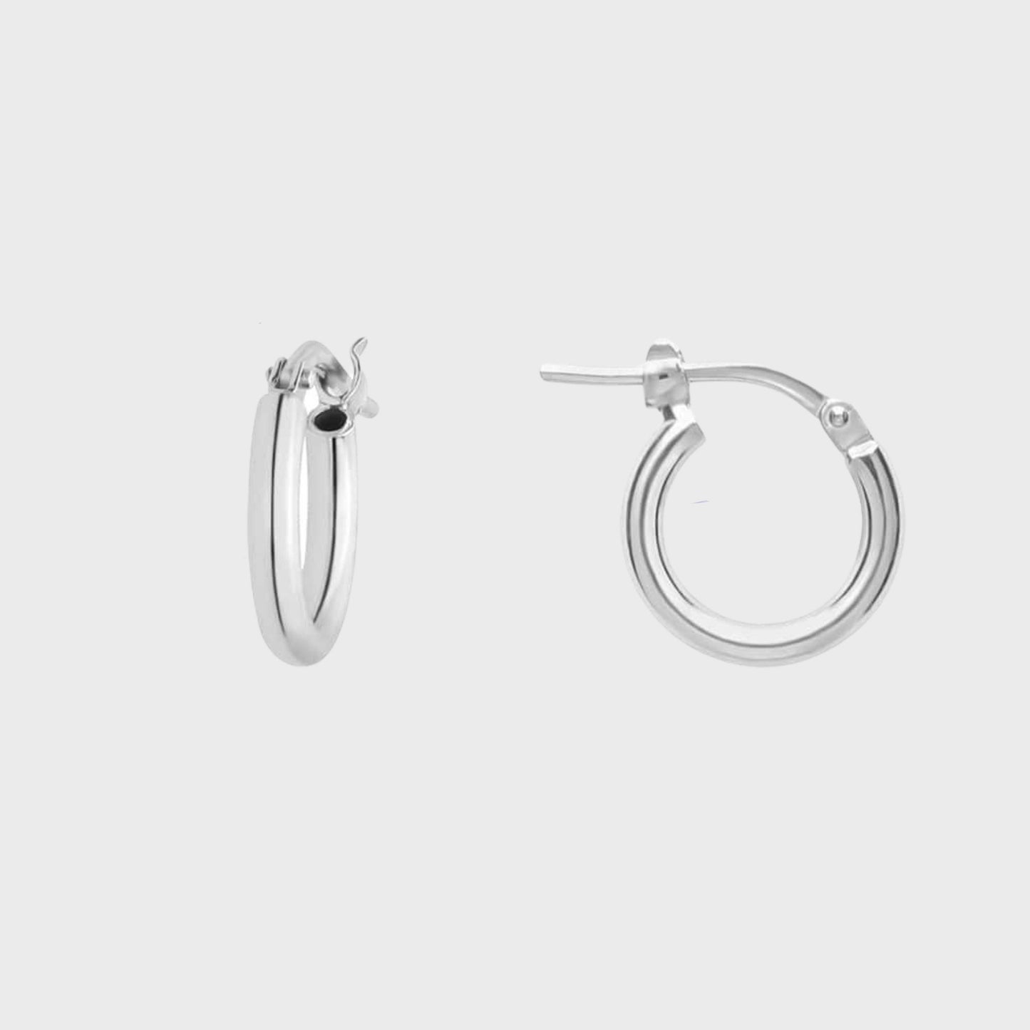 Orecchini cerchio argento rodiato liscio 10mm - snakeway.it
