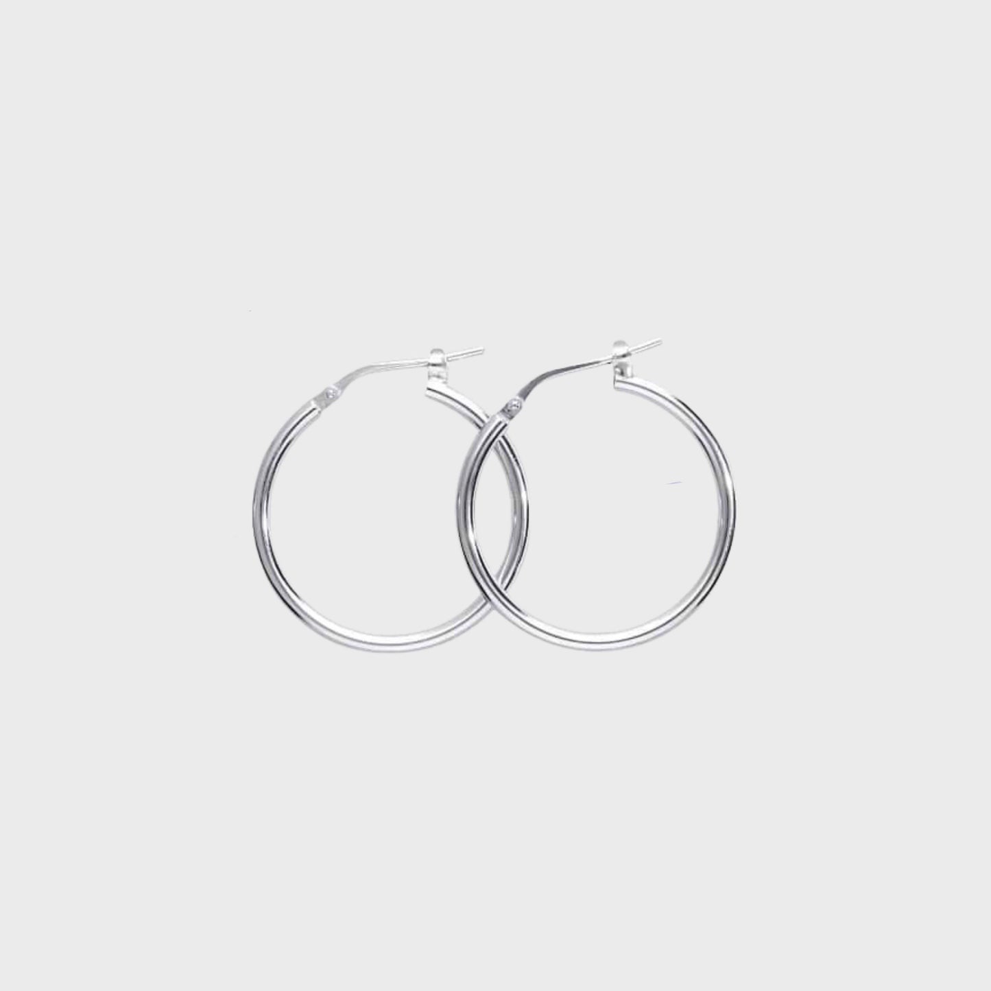 Orecchini cerchio argento rodiato liscio 25 mm - snakeway.it