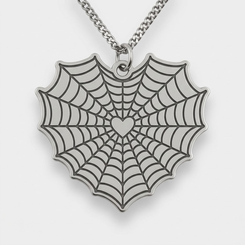 SPIDERWEB HEART PENDENT