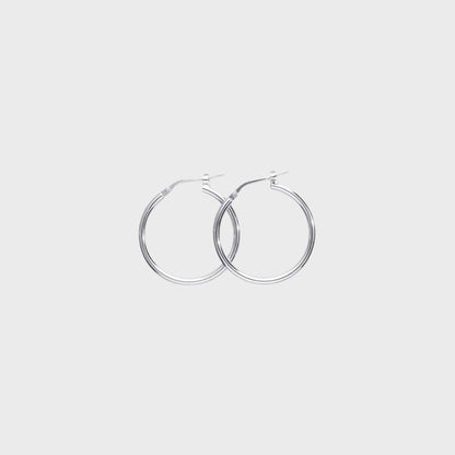 Orecchini cerchio argento rodiato liscio 18mm - snakeway.it