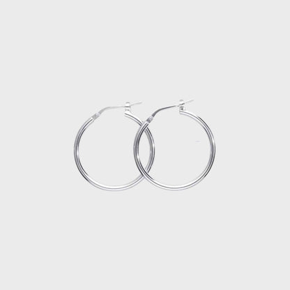 Orecchini cerchio argento rodiato liscio 25 mm - snakeway.it