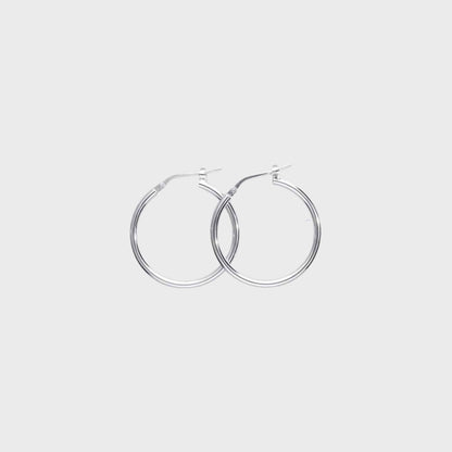 Orecchini cerchio argento rodiato liscio 20mm - snakeway.it
