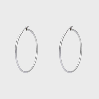 Orecchini cerchio argento liscio 45 mm