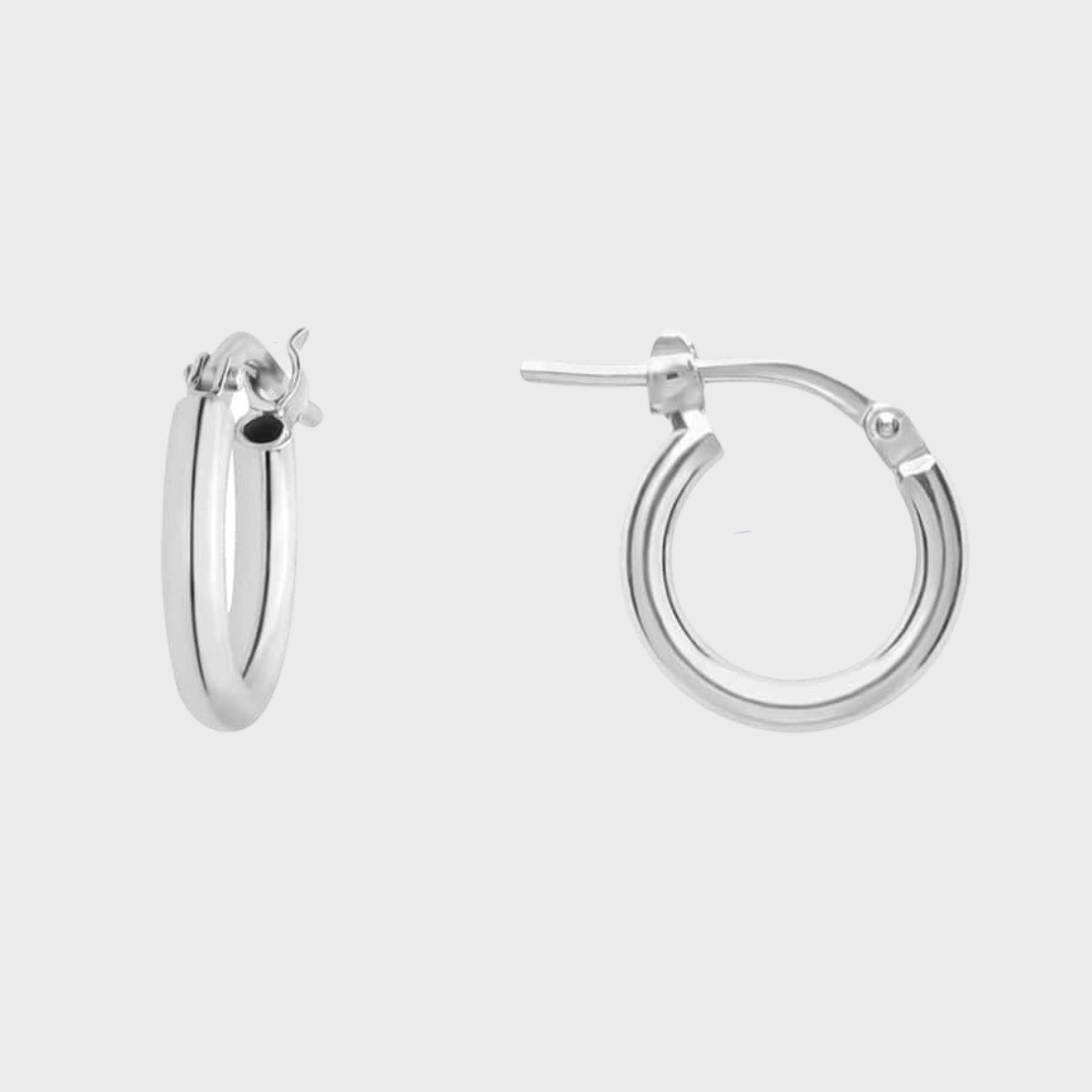 Orecchini cerchio argento rodiato liscio 12 mm - snakeway.it
