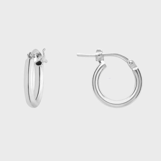 Orecchini cerchio argento rodiato liscio 12 mm - snakeway.it