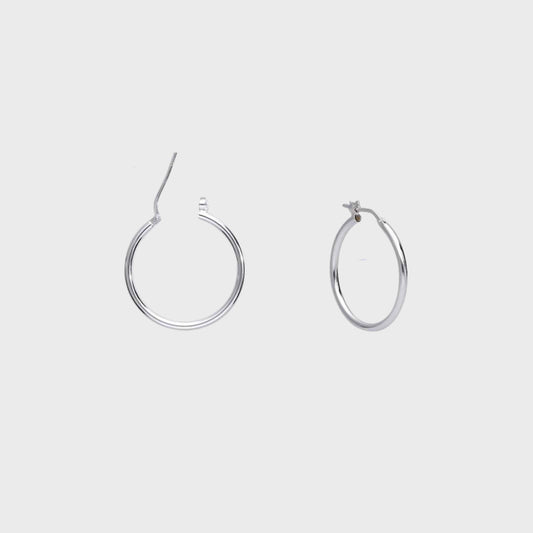 Orecchini cerchio argento rodiato liscio 18mm - snakeway.it
