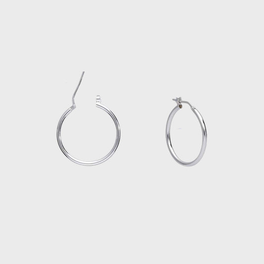 Orecchini cerchio argento rodiato liscio 20mm - snakeway.it
