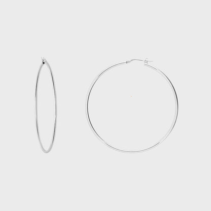 Orecchini cerchio argento liscio 45 mm