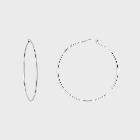 Orecchini cerchio argento liscio 45 mm