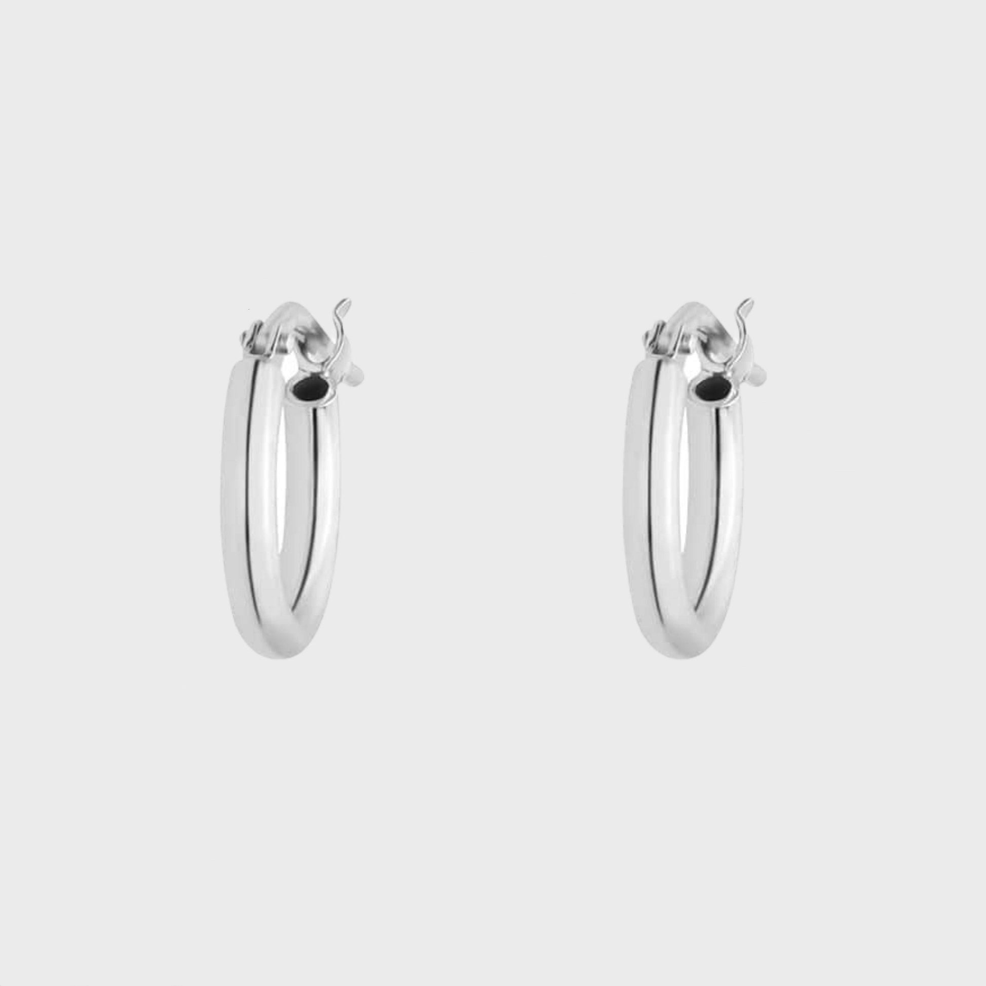 Orecchini cerchio argento rodiato liscio 12 mm - snakeway.it