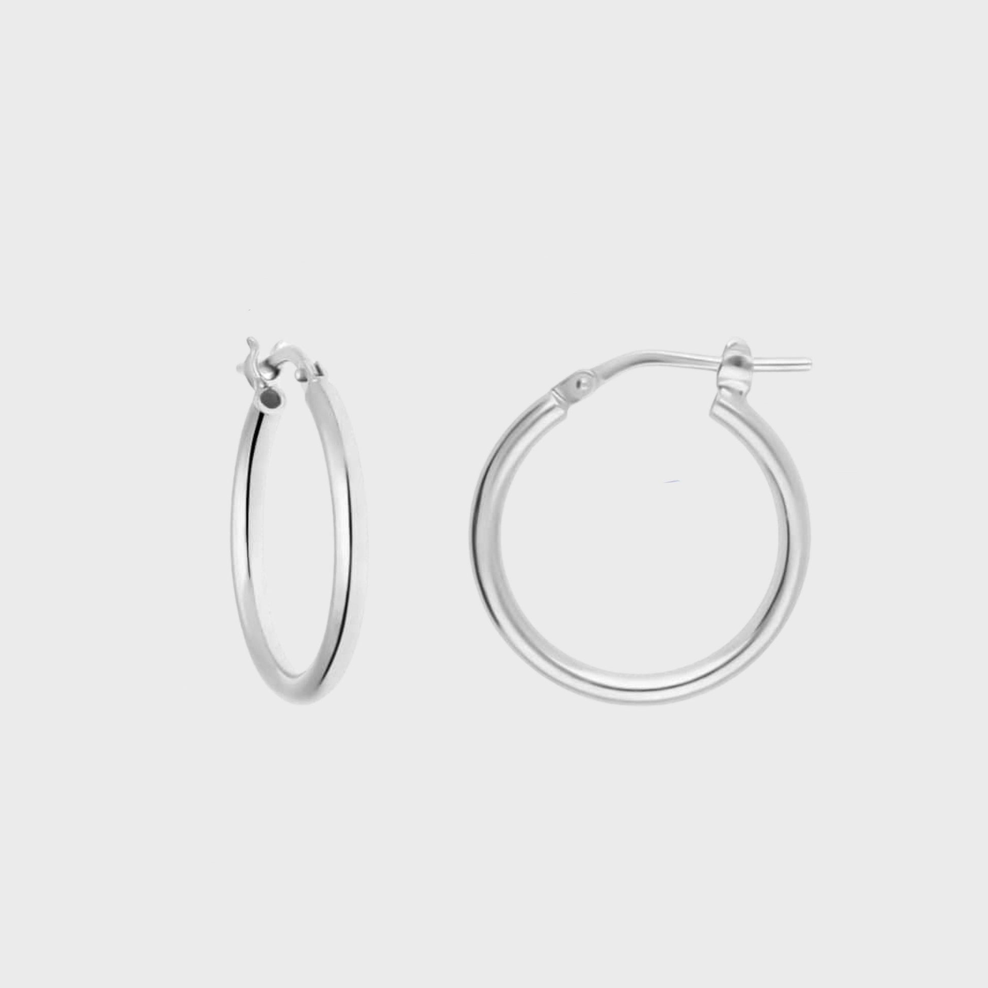Orecchini cerchio argento rodiato liscio 14 mm - snakeway.it