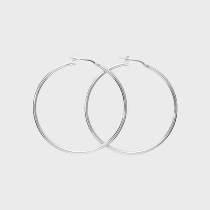 Orecchini cerchio argento liscio 45 mm